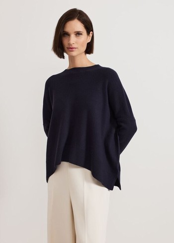 Phase Eight Kara Square Boxy Knitwear Navy USA | 4231097-JX